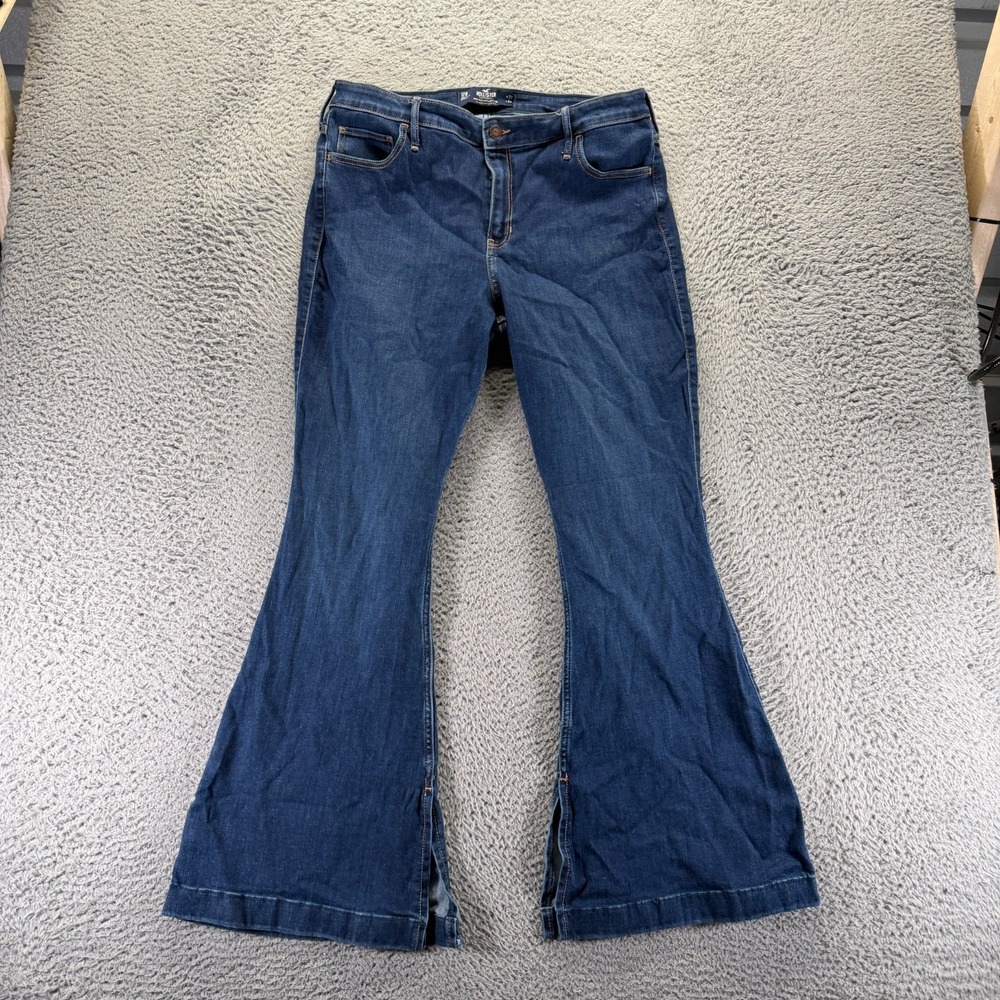 Vintage Hollister Jeans Womens 17 Blue Cotton Denim Flared High-Rise Stretch